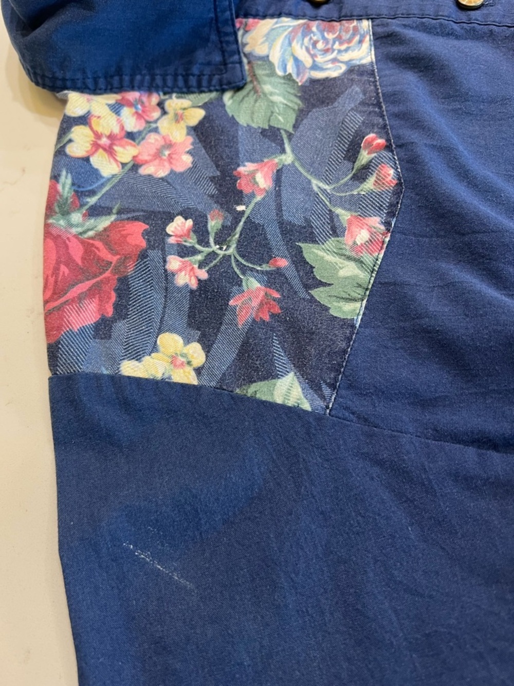 Vintage Tapestry Western Floral Button Down Shirt Navy Short Sleeve M - Picture 9 of 9